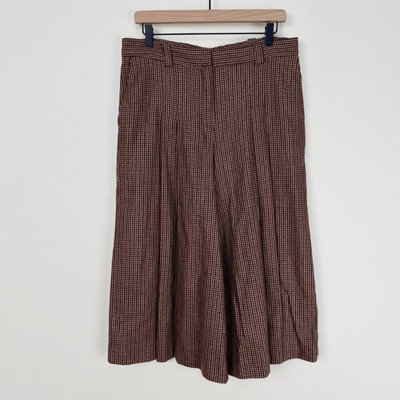 Massimo Dutti Wool Culottes Pants Wide Leg Crop Old Money Quiet Luxury Trousers - Picture 4 of 11